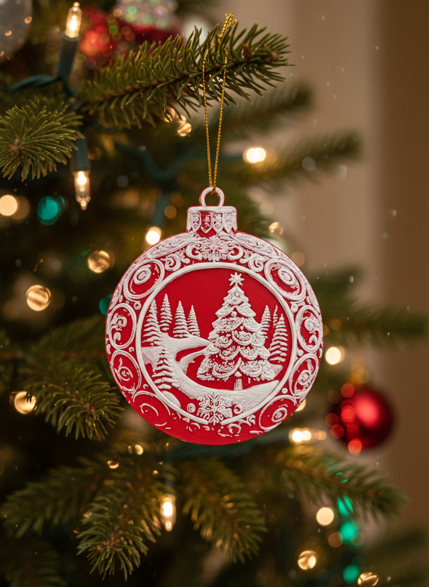 3D-Printed Christmas Tree Ornaments – Set of 4
