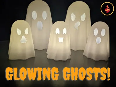 3D Printed Decorative Glowing Halloween Ghost Set (5 Pieces)