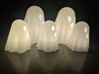 3D Printed Decorative Glowing Halloween Ghost Set (5 Pieces)