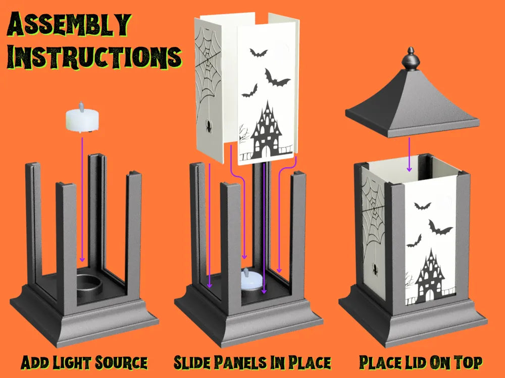 3D Printed Interchangeable Panel Lantern – Halloween Edition