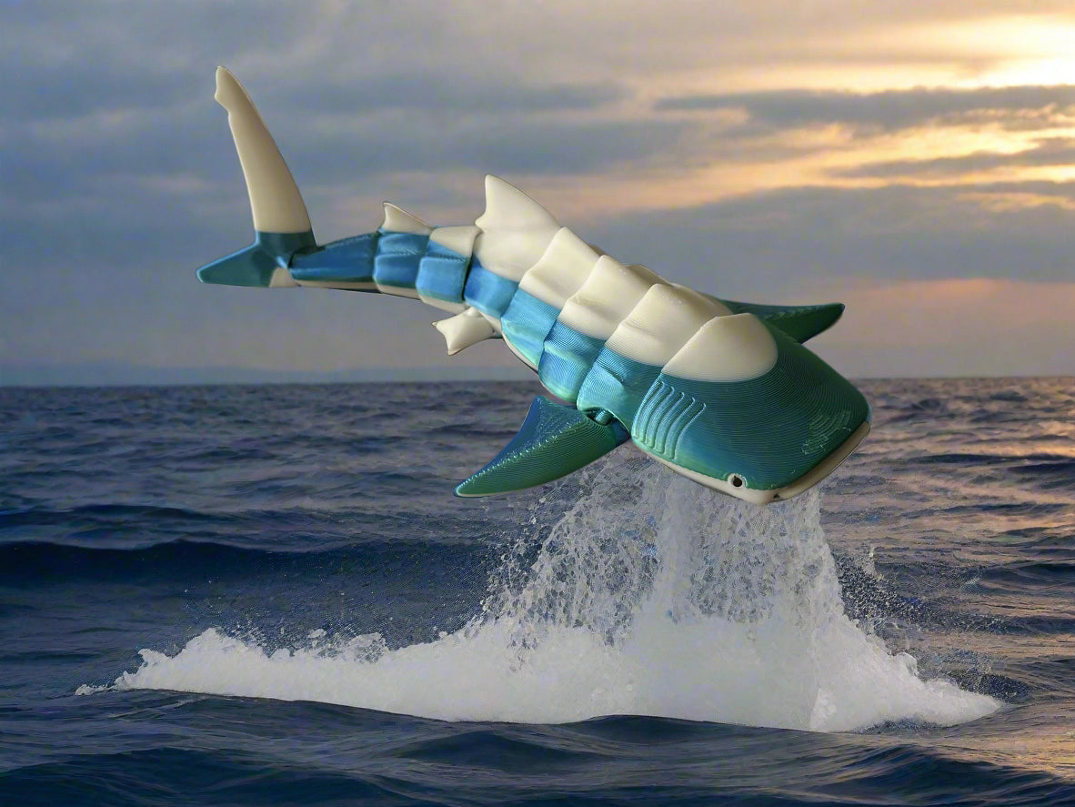 🐋 3D Printed Articulating Whale Shark – 8.5 Inches 🦈