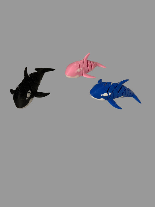 🐋 3D Printed Articulating Orca Whale – 4 Inches 🌊